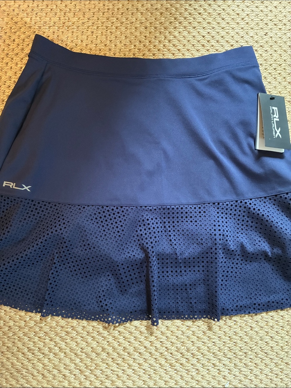 Ralph Lauren RLX Navy Perforated Hem Athletic Skirt